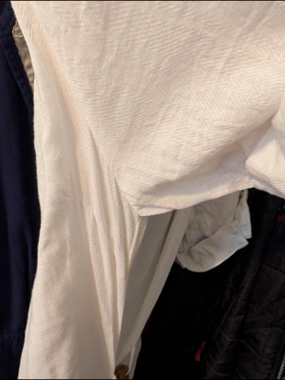 White Ruffle V-Neck Button Front Women's Top - Picture 8 of 8